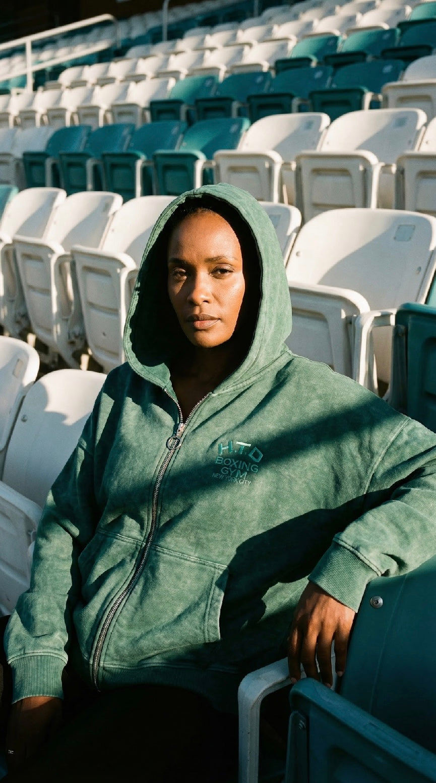 H.T.D mint green crop hoodie