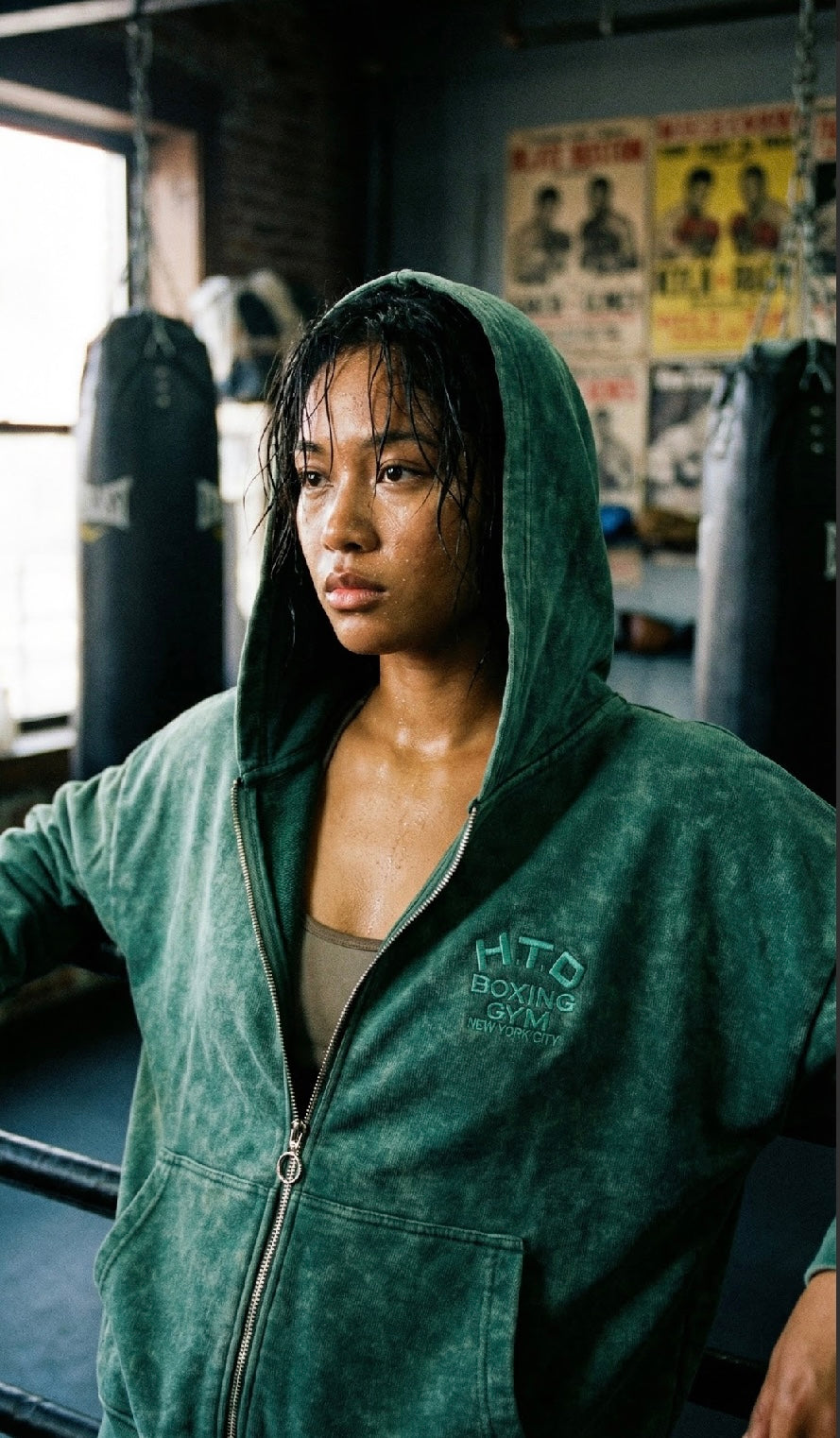 H.T.D mint green crop hoodie